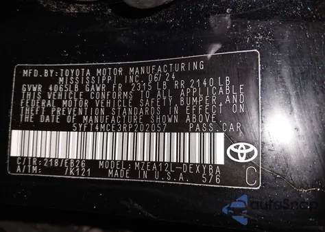 2024 Toyota Corolla Xse z USA, uszkodzony, nr VIN 5YFT4MCE3RP202057